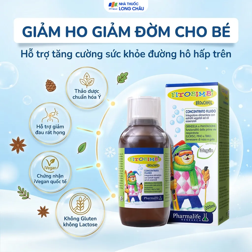 SIRO HỖ TRỢ GIẢM HO FITOBIMBI BRONCAMIL 200ML 2