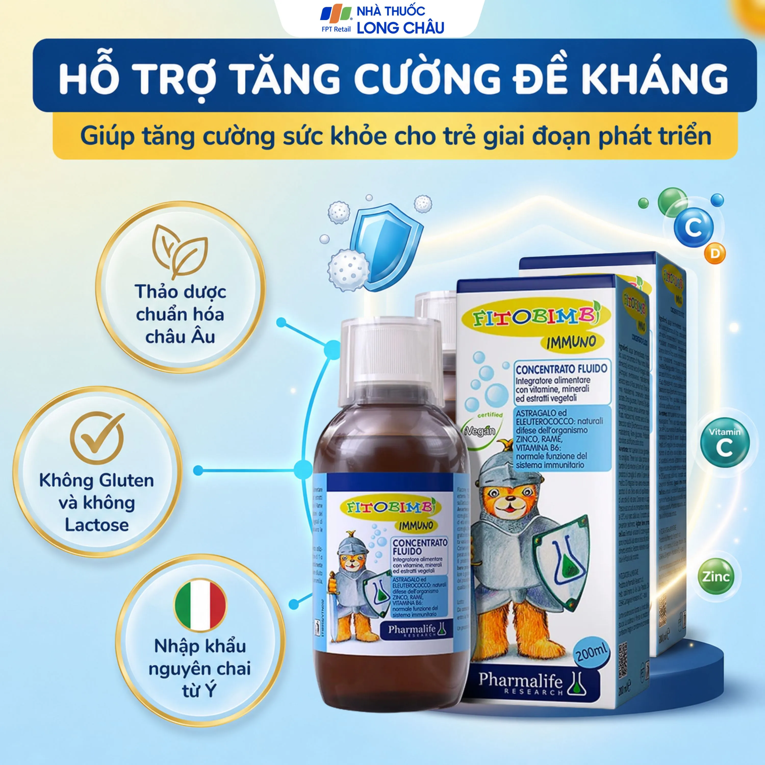 SIRO HỖ TRỢ GIÚP TĂNG CƯỜNG ĐỀ KHÁNG FITOBIMBI IMMUNO 200ML 2