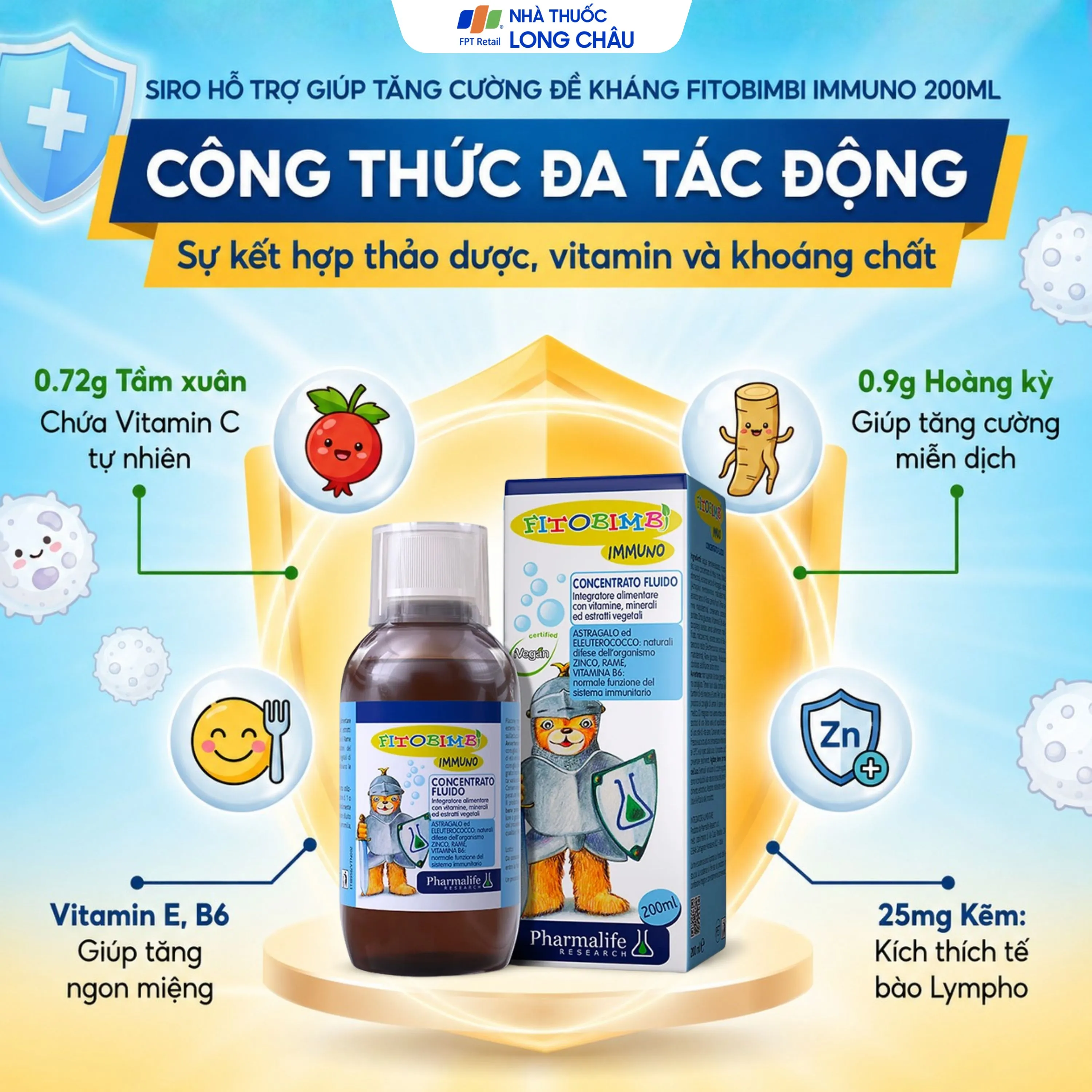 SIRO HỖ TRỢ GIÚP TĂNG CƯỜNG ĐỀ KHÁNG FITOBIMBI IMMUNO 200ML 3