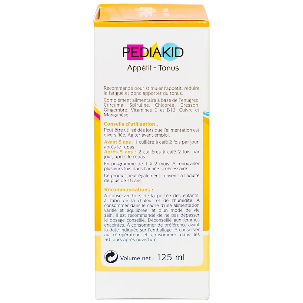 SIRO HỖ TRỢ KÍCH THÍCH THÈM ĂN PEDIAKID APPÉTIT TONUS 125ML 8