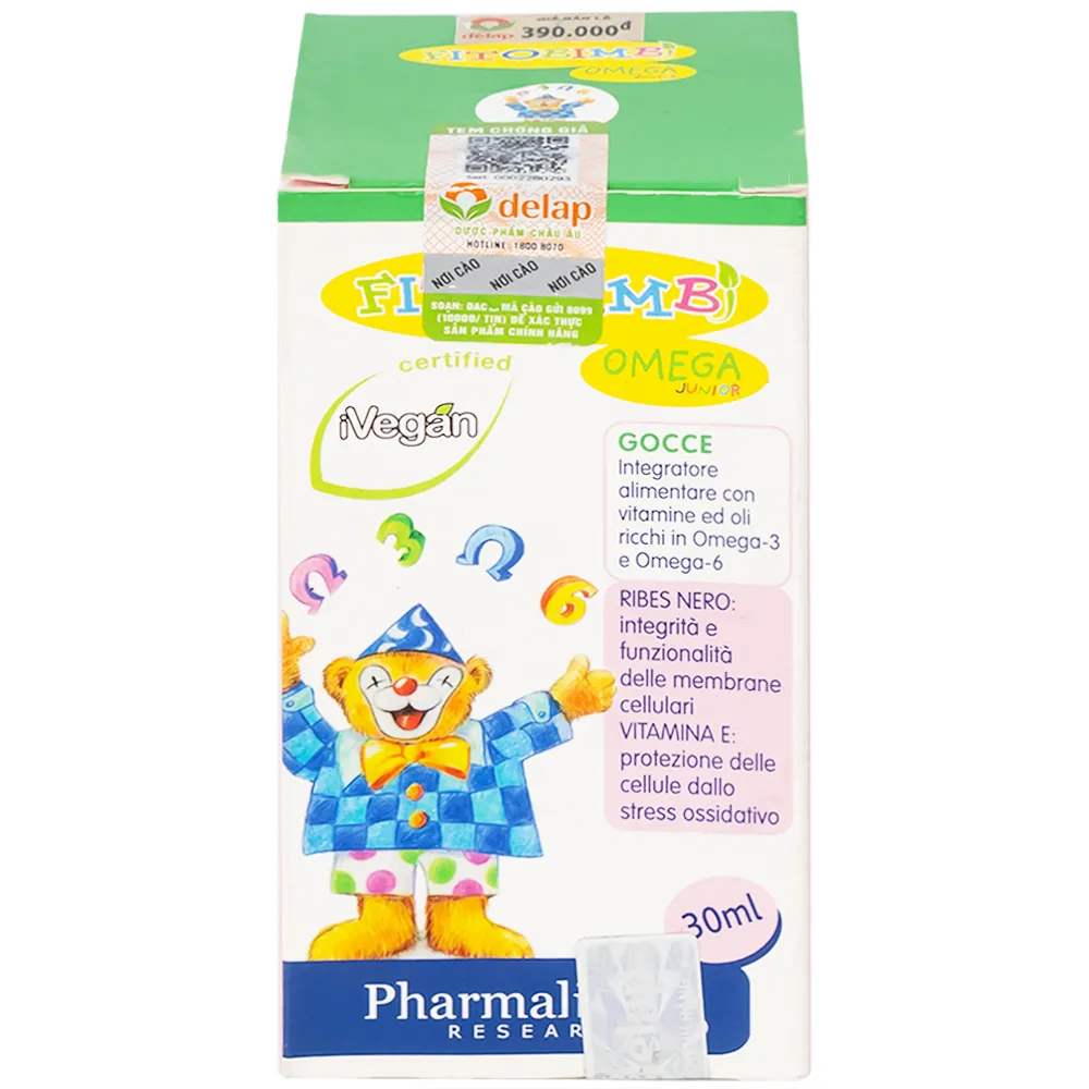 SIRO HỖ TRỢ PHÁT TRIỂN NÃO CHO TRẺ FITOBIMBI OMEGA JUNIOR 30ML 9