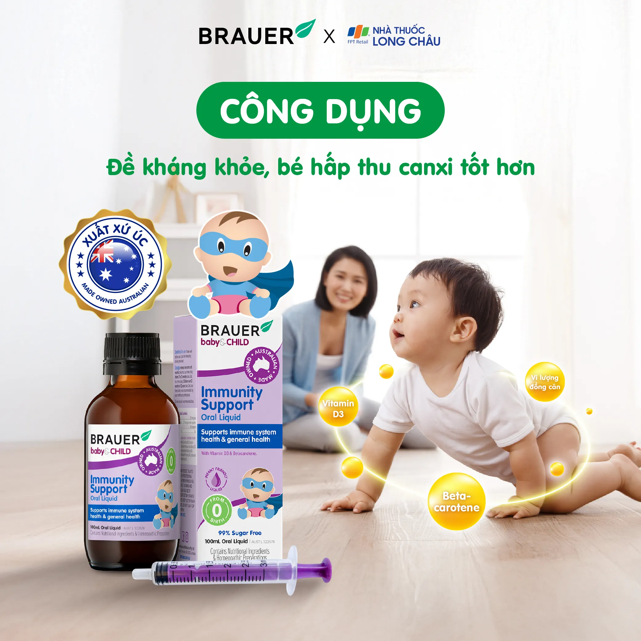 SIRO HỖ TRỢ TĂNG ĐỀ KHÁNG CHO BÉ BRAUER BABY & CHILD IMMUNITY SUPPORT 100ML 2