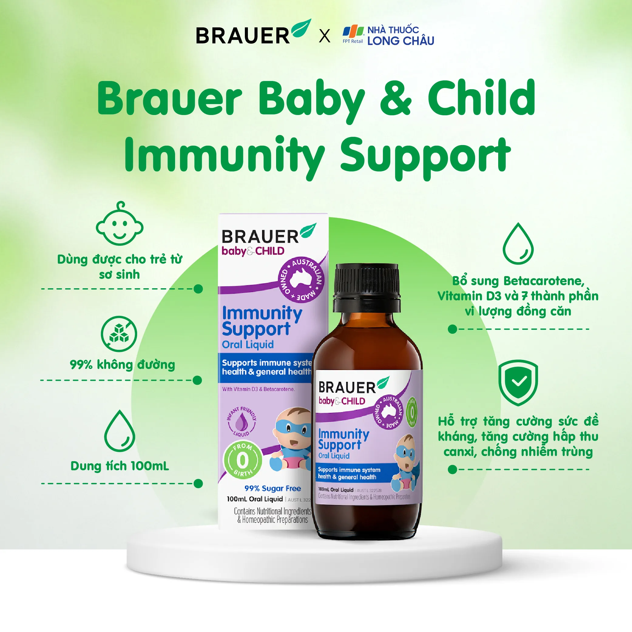 SIRO HỖ TRỢ TĂNG ĐỀ KHÁNG CHO BÉ BRAUER BABY & CHILD IMMUNITY SUPPORT 100ML 3