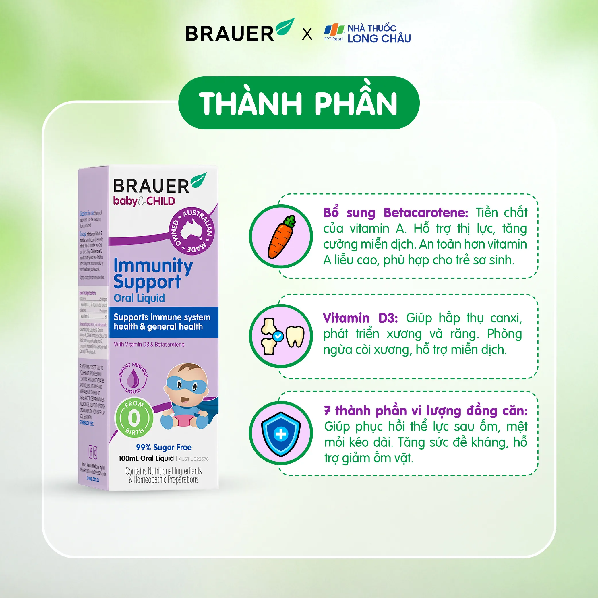 SIRO HỖ TRỢ TĂNG ĐỀ KHÁNG CHO BÉ BRAUER BABY & CHILD IMMUNITY SUPPORT 100ML 4