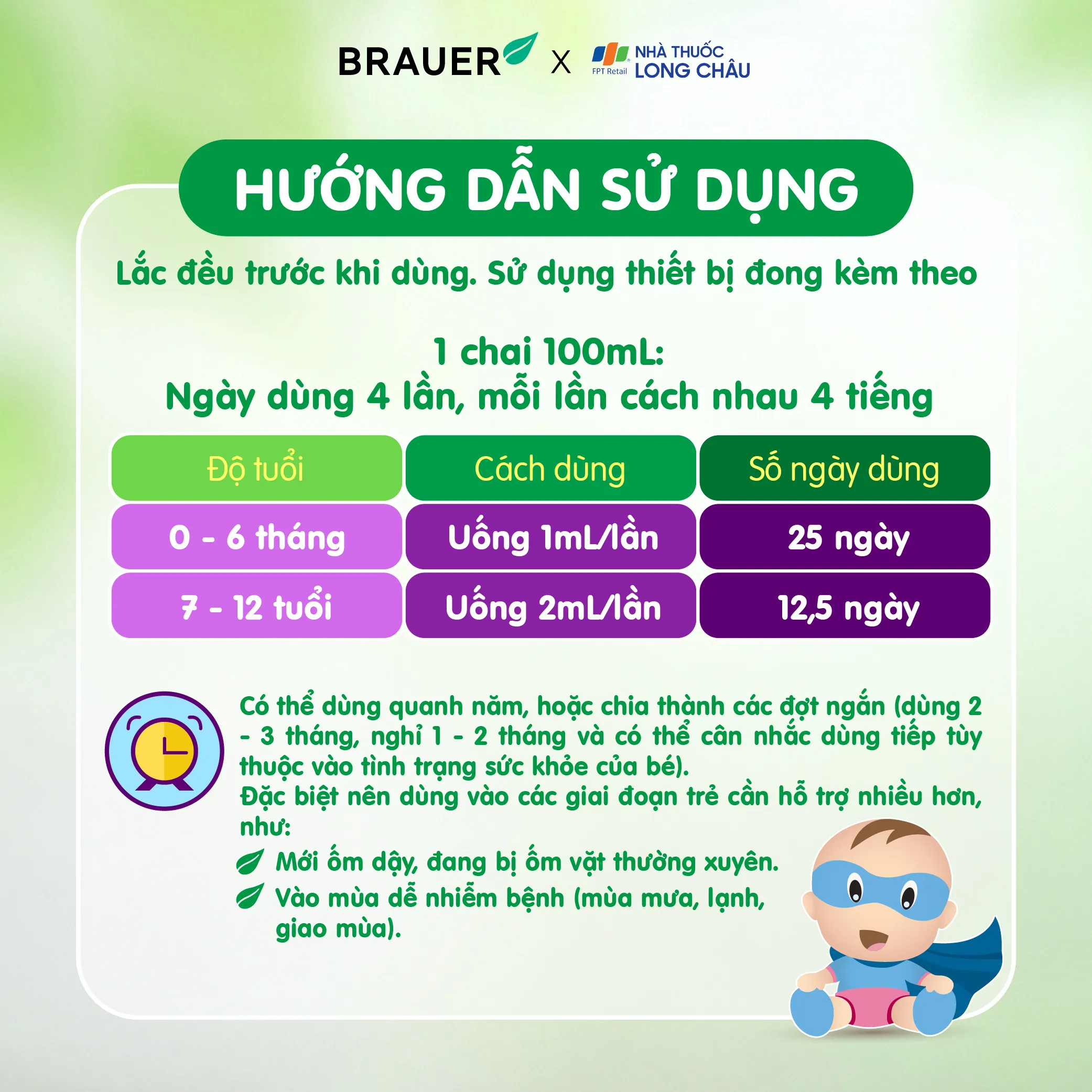 SIRO HỖ TRỢ TĂNG ĐỀ KHÁNG CHO BÉ BRAUER BABY & CHILD IMMUNITY SUPPORT 100ML 5