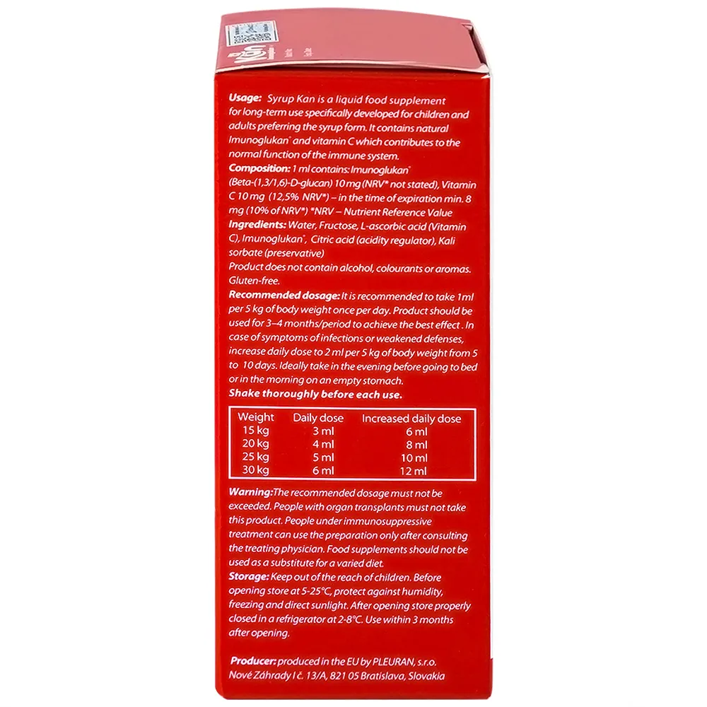 SIRO HỖ TRỢ TĂNG CƯỜNG SỨC ĐỀ KHÁNG Ở TRẺ SYRUP KAN 120ML 7