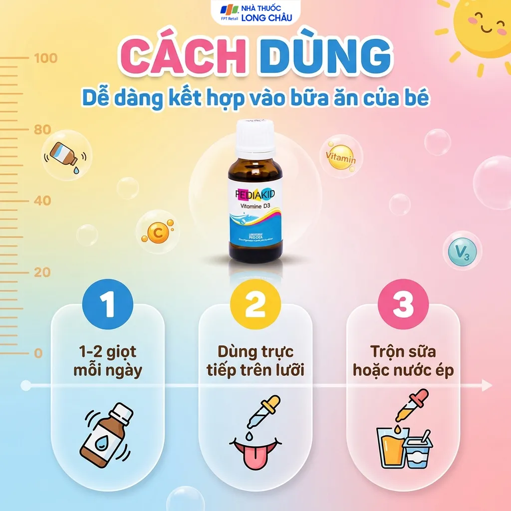 SIRO HỖ TRỢ TĂNG HẤP THỤ CANXI PEDIAKID VITAMIN D3 20ML 5