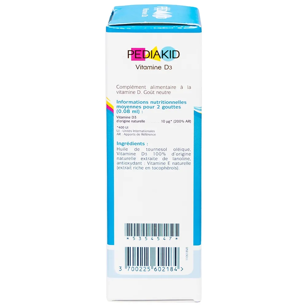 SIRO HỖ TRỢ TĂNG HẤP THỤ CANXI PEDIAKID VITAMIN D3 20ML 7