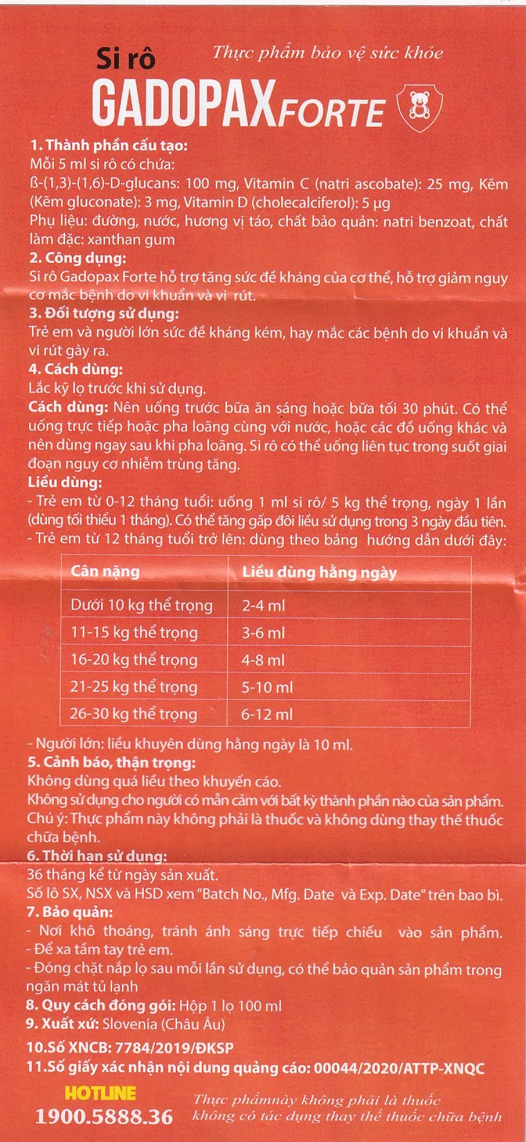 SIRO HỖ TRỢ TĂNG SỨC ĐỀ KHÁNG GADOPAX FORTE VALENS 100ML 14