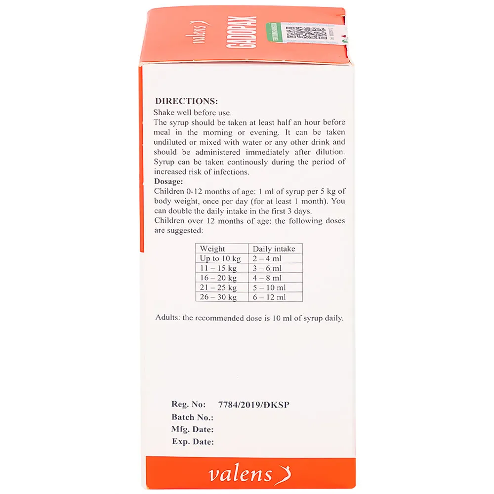 SIRO HỖ TRỢ TĂNG SỨC ĐỀ KHÁNG GADOPAX FORTE VALENS 100ML 9
