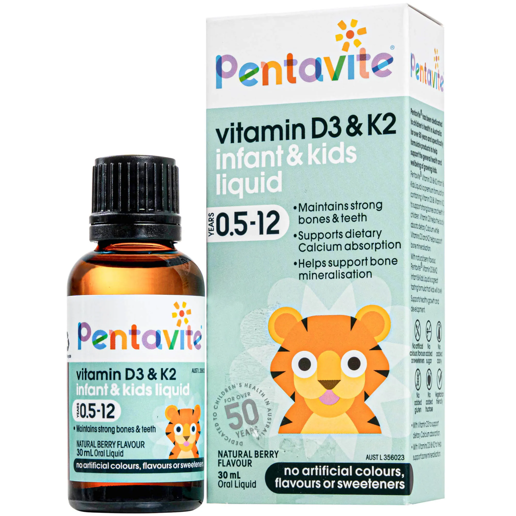 SIRO HỖ TRỢ XƯƠNG VÀ RĂNG CHẮC KHOẺ PENTAVITE VITAMIN D3 & K2 INFANT & KID LIQUID 30ML