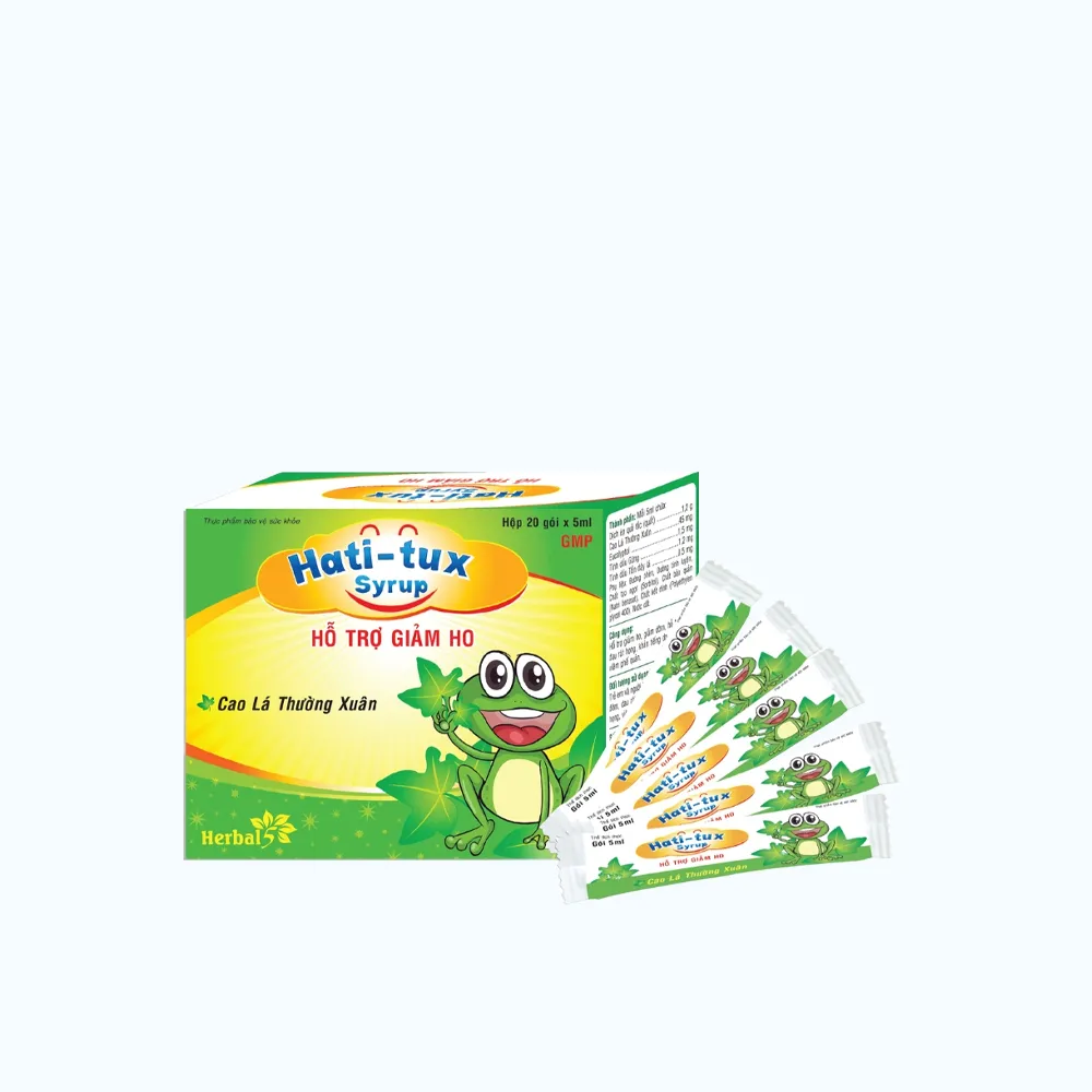 Siro Hati-tux (hộp 20 gói x 5ml) giúp giảm ho, đau họng, giải cảm