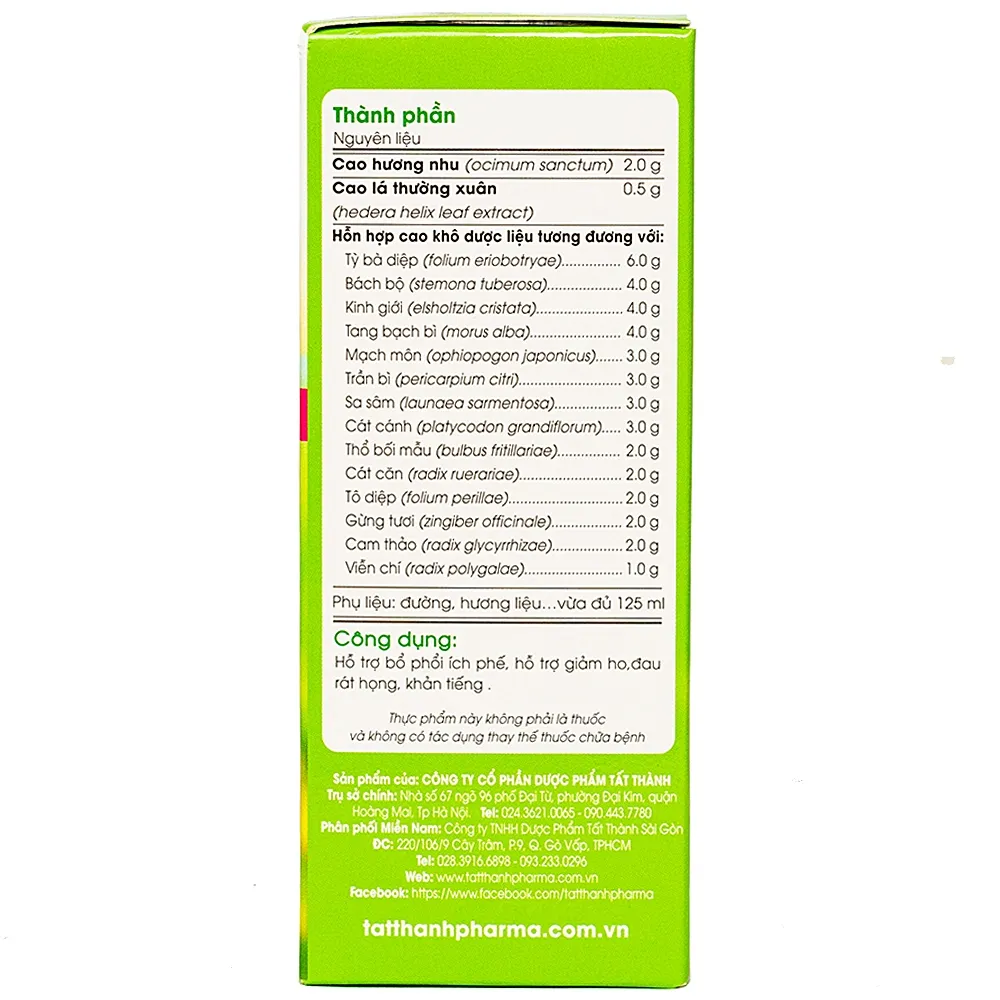 SIRO HO, BỔ PHẾ BỐI MẪU FORTE MOM AND BABY TẤT THÀNH 125ML 7