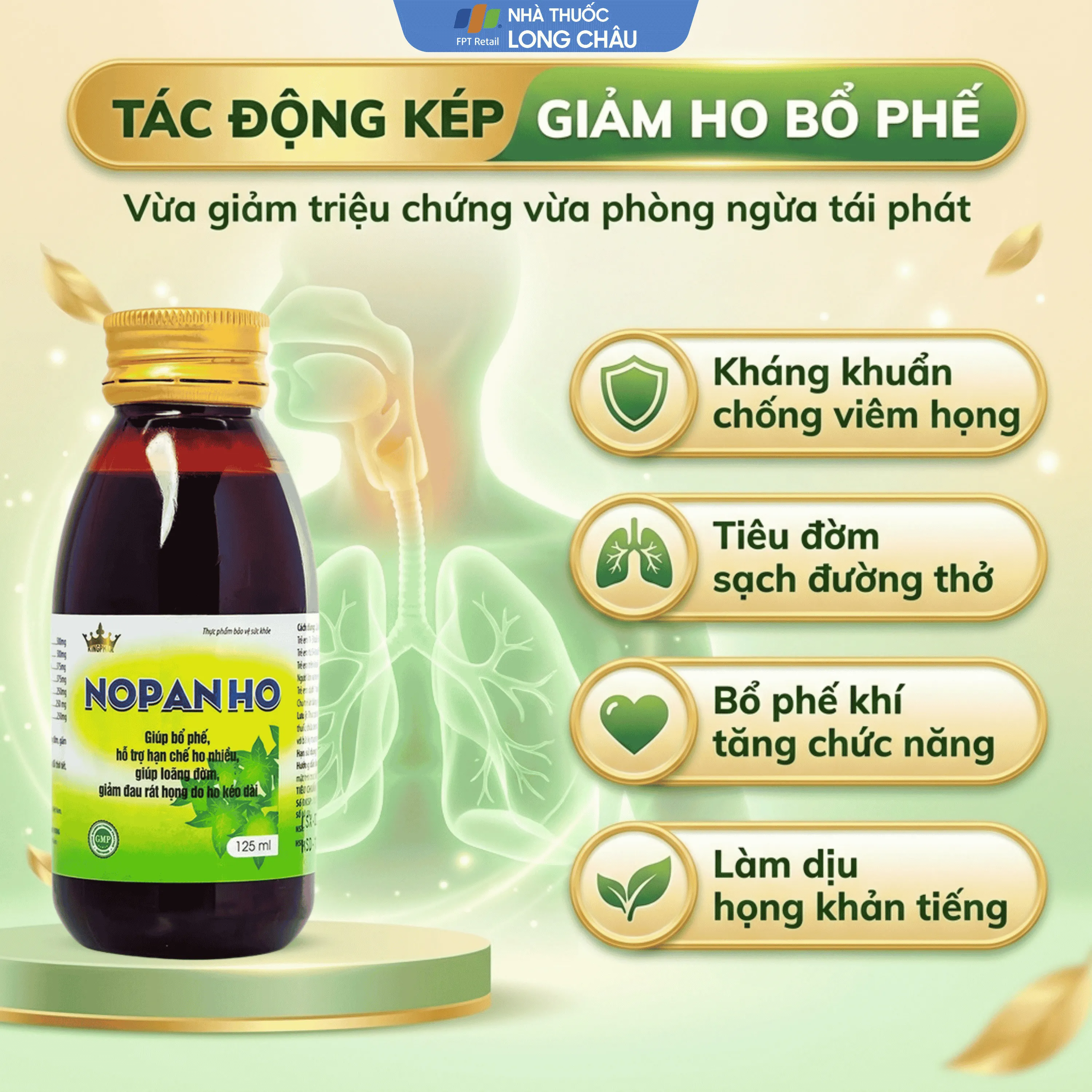 SIRO HO, BỔ PHẾ NOPANHO KINGPHAR 125ML 3