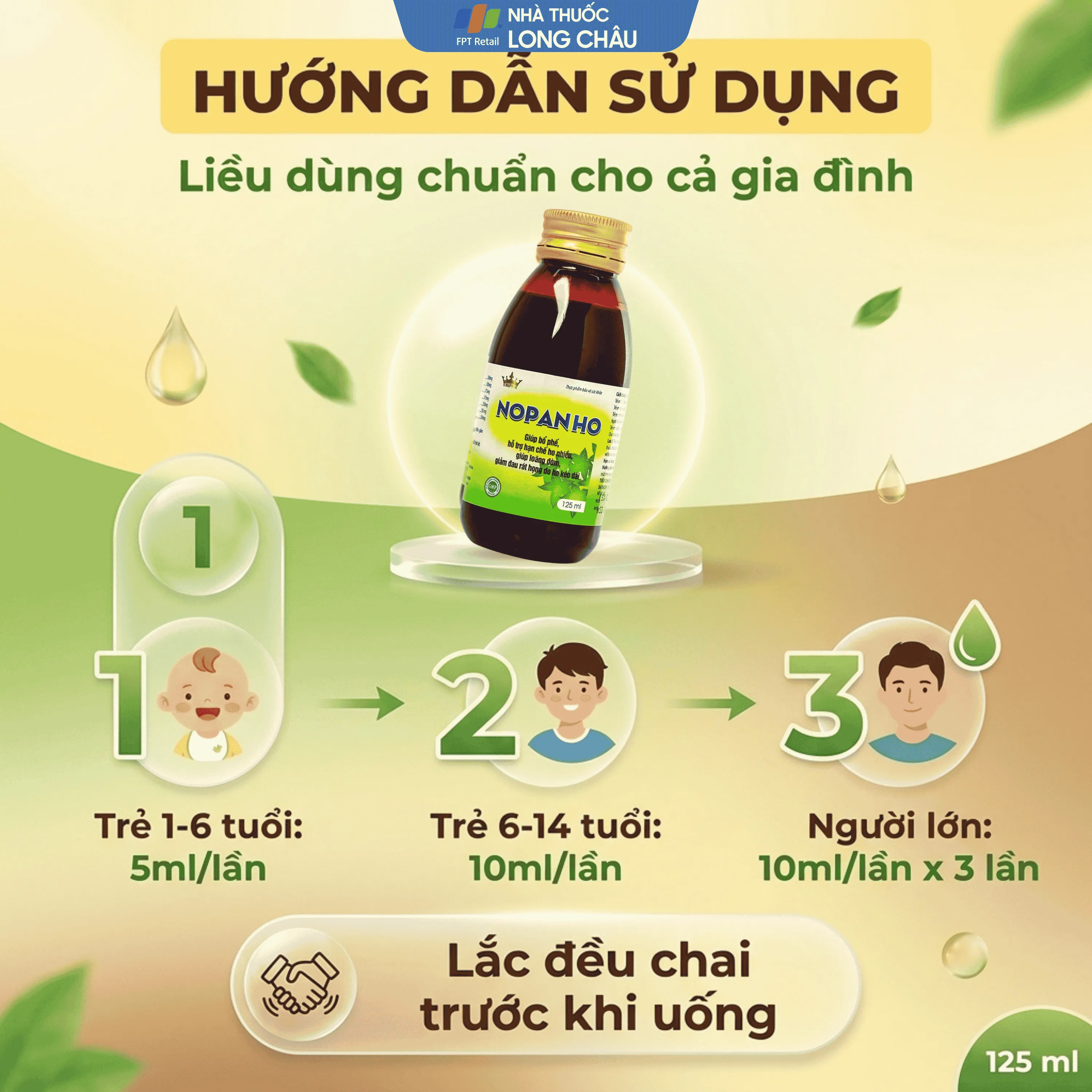 SIRO HO, BỔ PHẾ NOPANHO KINGPHAR 125ML 5