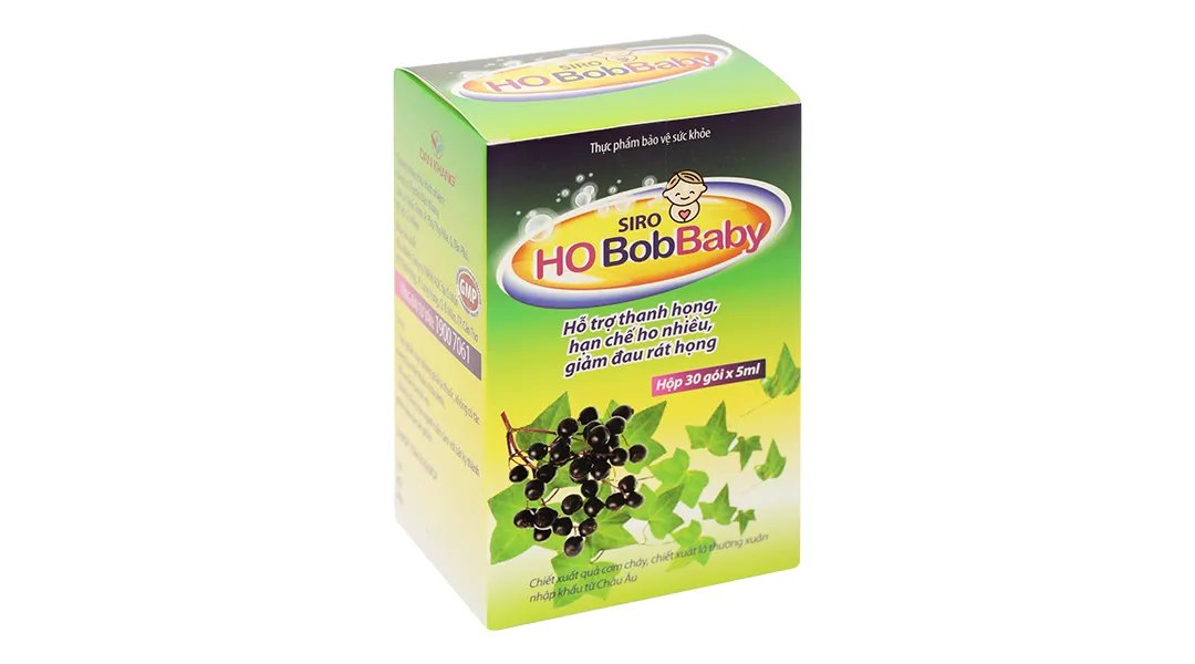 Siro Ho Bobbaby hỗ trợ hạn chế ho; giảm đau rát họng hộp 30 gói x 5ml 12