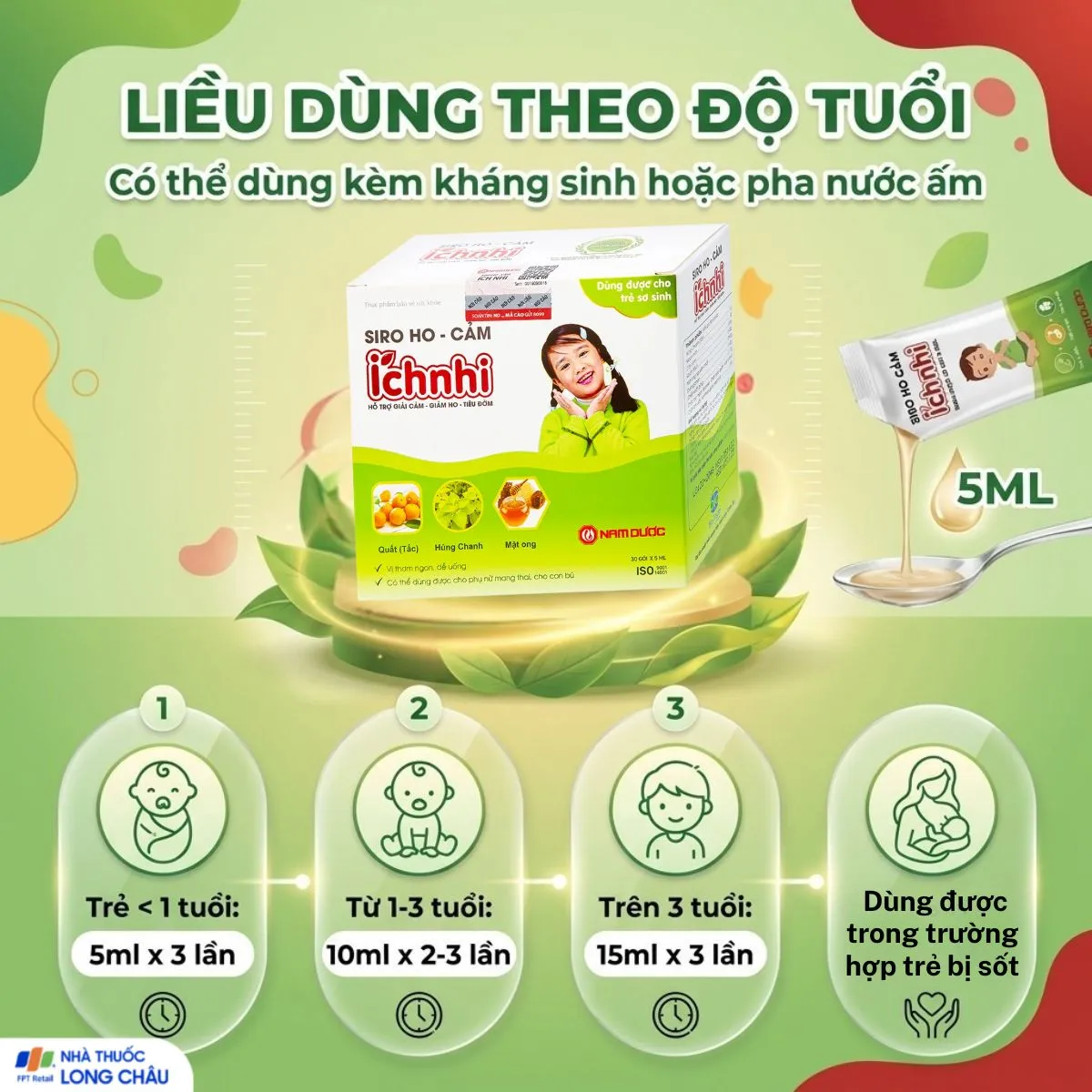 SIRO HO CẢM ÍCH NHI NAM DƯỢC 30 GÓI X 5ML 5