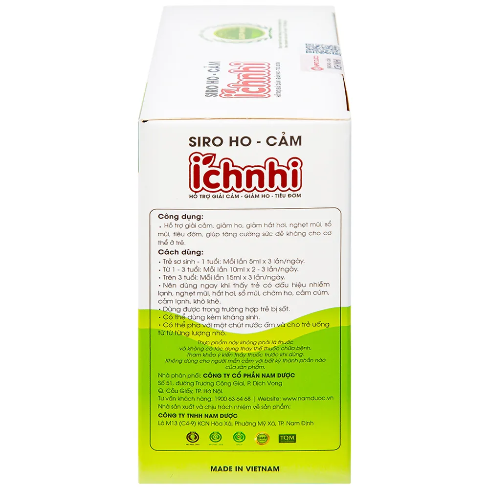 SIRO HO CẢM ÍCH NHI NAM DƯỢC 30 GÓI X 5ML 7