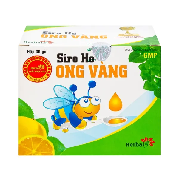 Siro ho ong vàng hỗ trợ giảm đau họng, khan tiếng - Hộp 30 gói 2