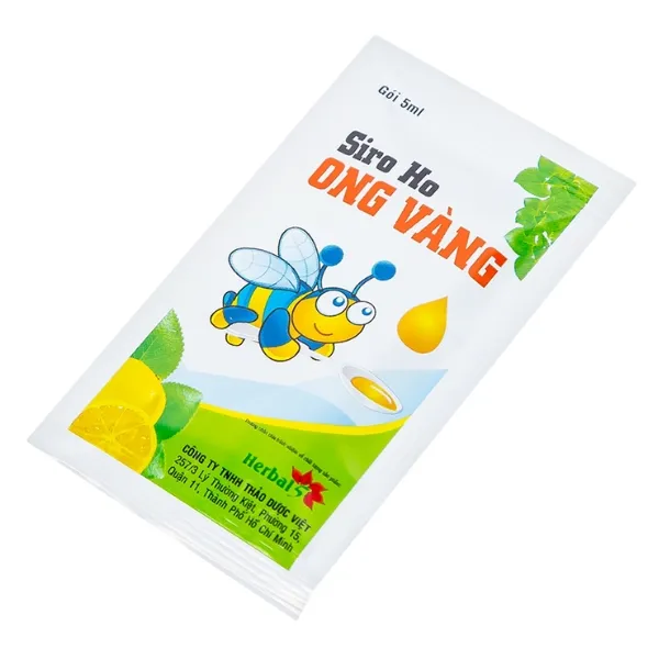 Siro ho ong vàng hỗ trợ giảm đau họng, khan tiếng - Hộp 30 gói 3