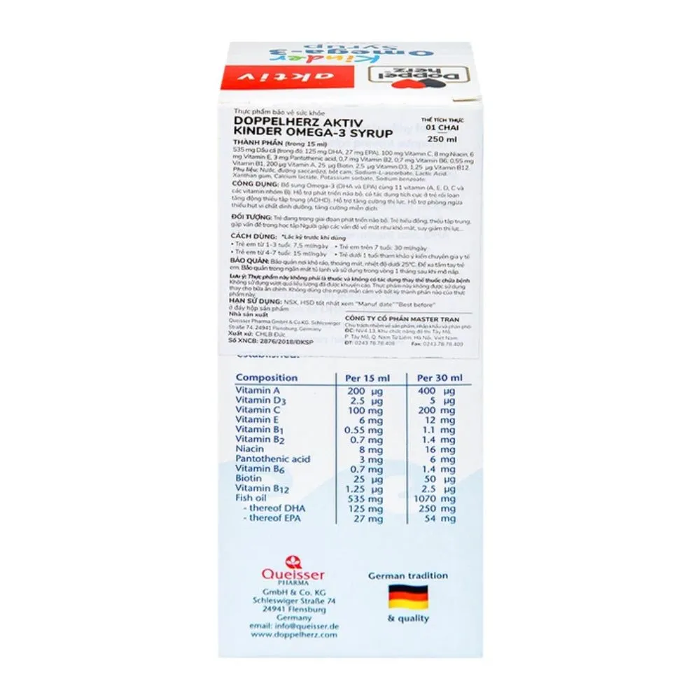 Siro Kinder Omega-3 Syrup Doppelherz Aktiv hỗ trợ phát triển não bộ (250ml) 6