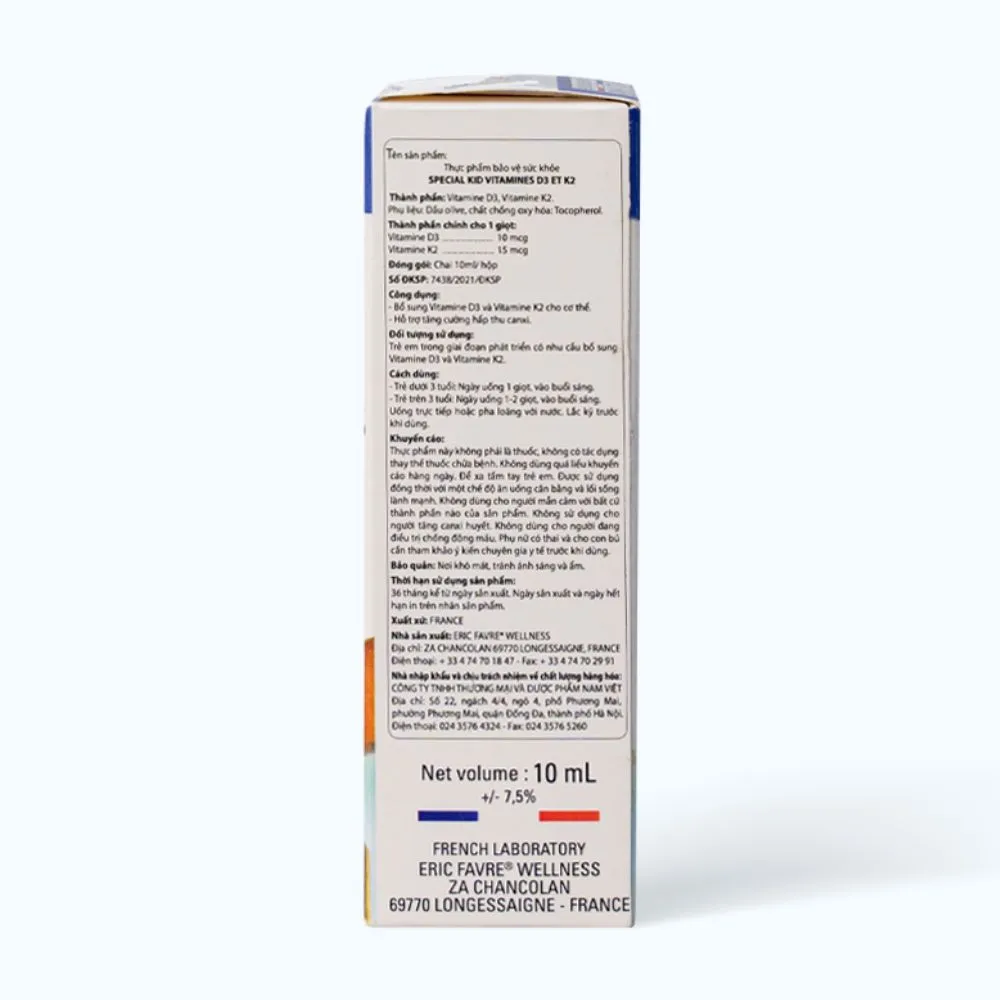 Siro SPECIAL KID K2+D3 hỗ trợ hấp thu canxi cho bé (Chai 10ml) 2