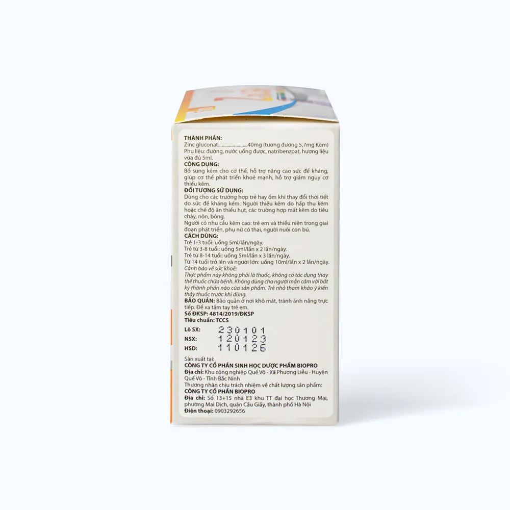 Siro Zinusa (Hộp 20 ống x 5ml) hỗ trợ bổ sung kẽm và tăng sức đề kháng 4