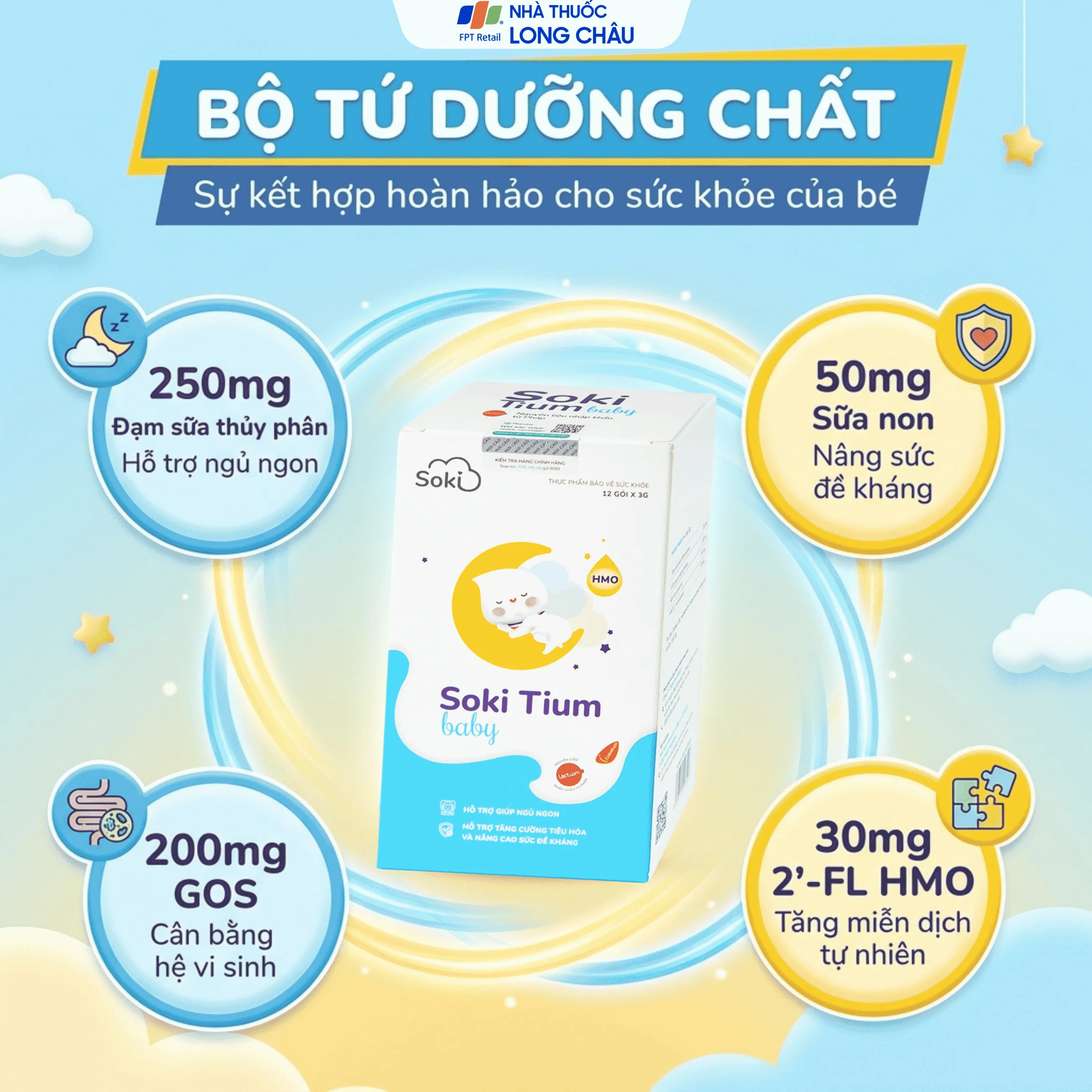 SOKI TIUM BABY GIÚP NGỦ NGON, ÊM BỤNG 12 GÓI X 3G 3