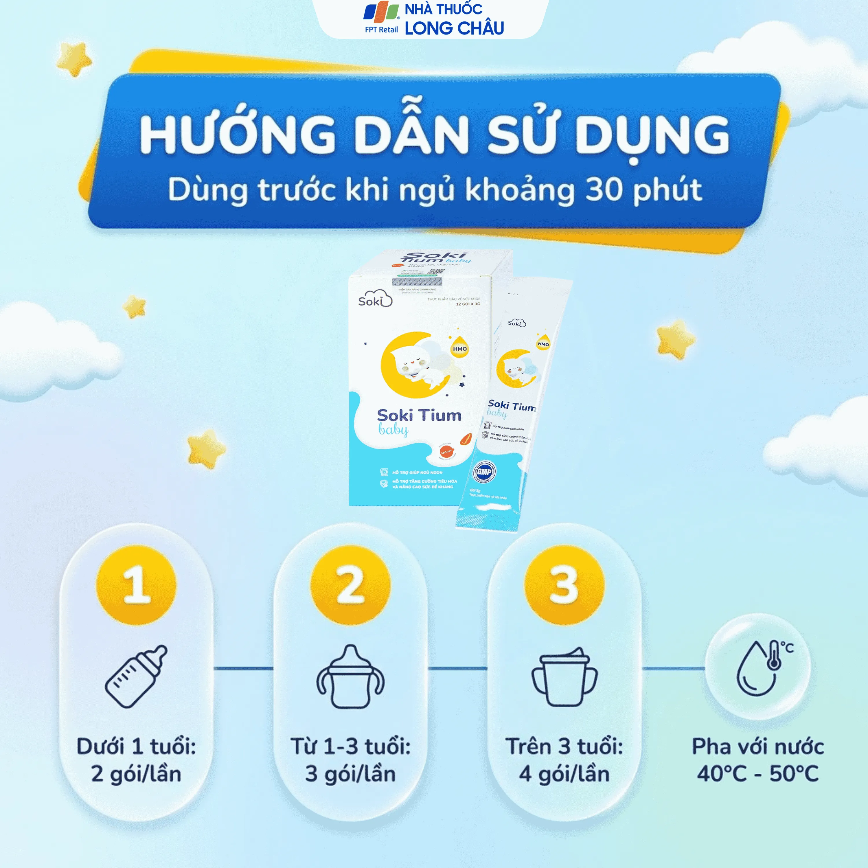 SOKI TIUM BABY GIÚP NGỦ NGON, ÊM BỤNG 12 GÓI X 3G 5