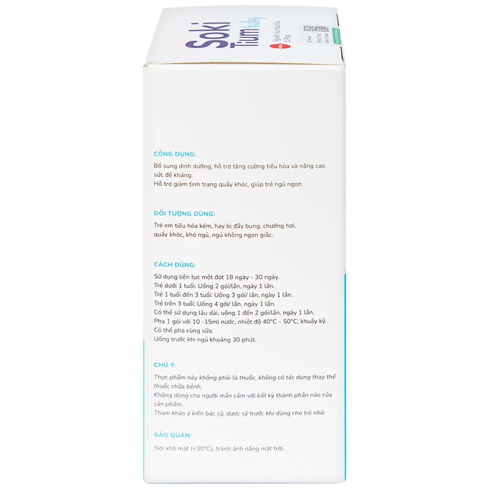 SOKI TIUM BABY GIÚP NGỦ NGON, ÊM BỤNG 12 GÓI X 3G 10