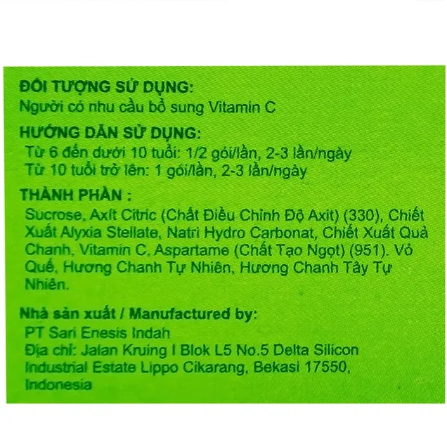 Thực phẩm bổ sung bột sủi thanh nhiệt Sensa Cools Fizz - Hương Chanh (6 gói x 7g) 4