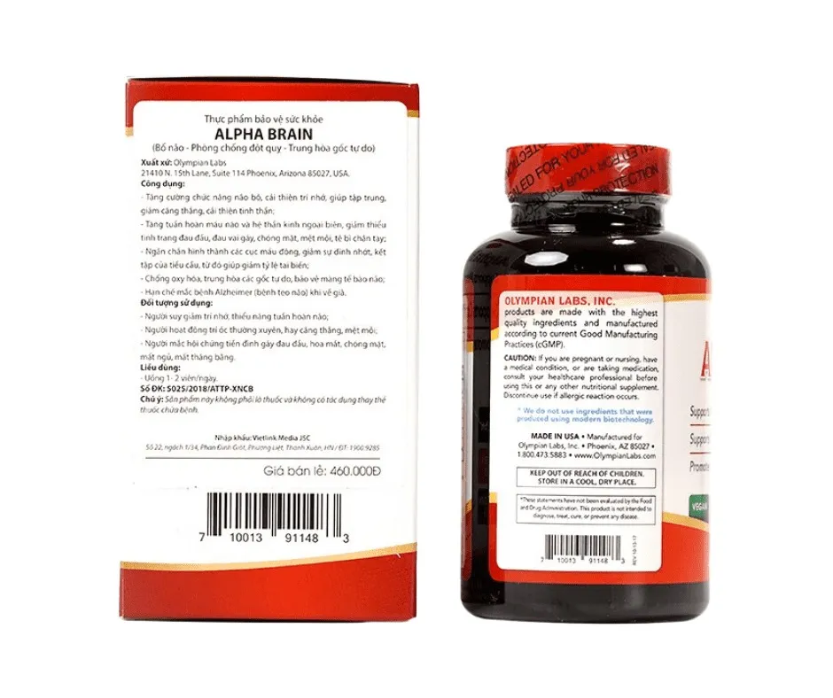 Thực phẩm bảo vệ sức khỏe Alpha Brain - Hỗ trợ tăng tuần hoàn máu (60 viên) 4