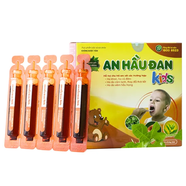 Thực phẩm bảo vệ sức khỏe An Hầu Đan Kids - Hỗ trợ giảm triệu chứng viêm họng, viêm amidan (10 ống x 10ml)