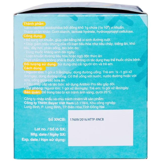 Thực phẩm bảo vệ sức khỏe Antibio Pro (20 gói x 1g) 3