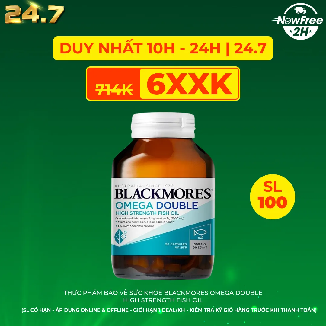 Thực phẩm bảo vệ sức khỏe Blackmores Omega Double High Strength Fish Oil (90 viên)