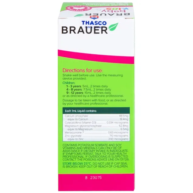 Thực phẩm bảo vệ sức khỏe Brauer Baby & Kids Liquid Calcium with Magnesium & Zinc (200ml) 6