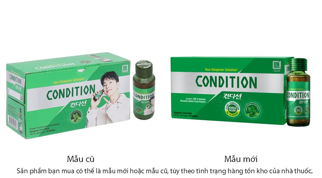Thực phẩm bảo vệ sức khỏe Condition hỗ trợ giải độc gan, giải rượu hộp 10 chai x 100ml 12