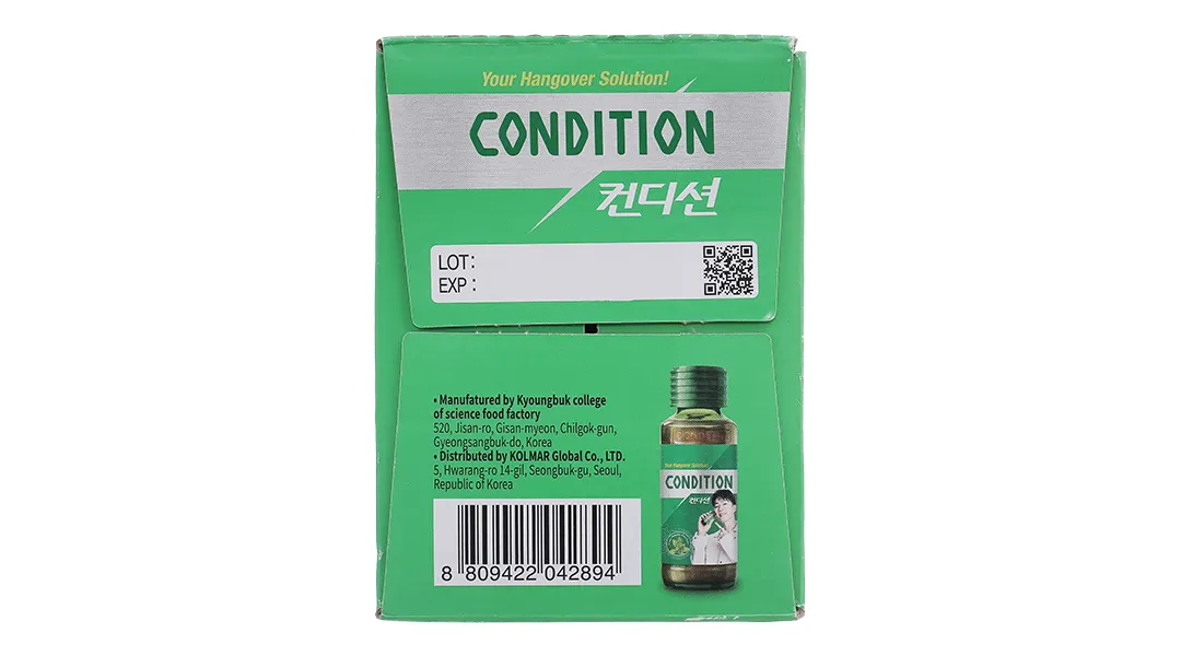 Thực phẩm bảo vệ sức khỏe Condition hỗ trợ giải độc gan, giải rượu hộp 10 chai x 100ml 17