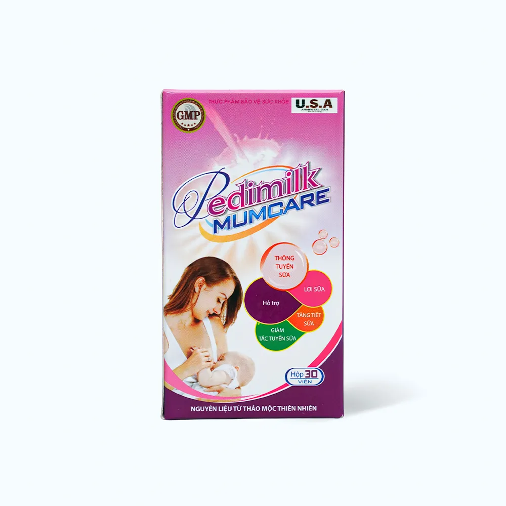 Thực phẩm bảo vệ sức khỏe Dược Nam Pedimilk (hộp 30 viên) giúp lợi sữa mẹ bầu