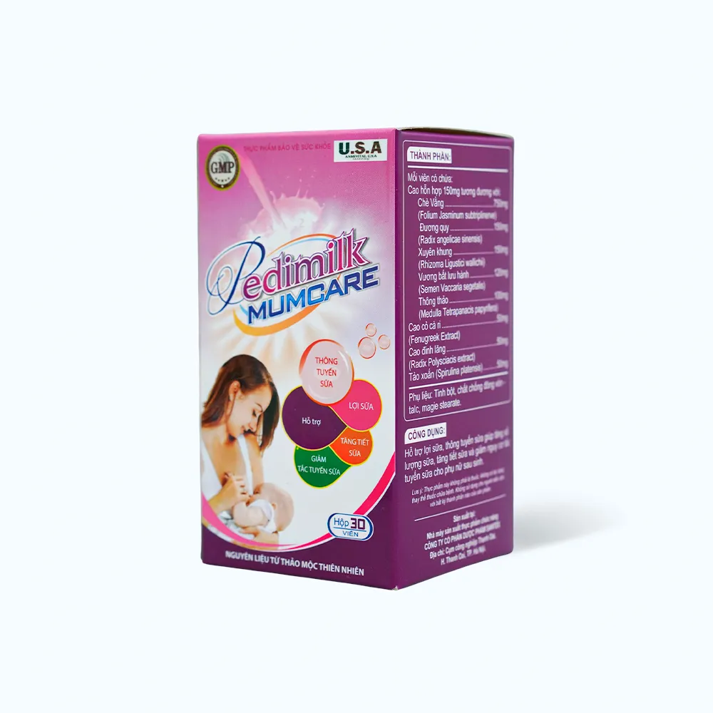 Thực phẩm bảo vệ sức khỏe Dược Nam Pedimilk (hộp 30 viên) giúp lợi sữa mẹ bầu 2