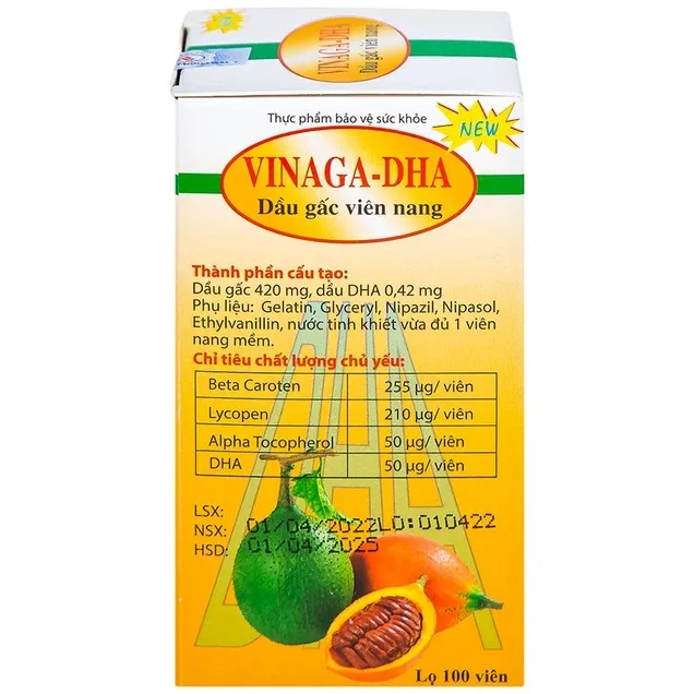 Thực phẩm bảo vệ sức khỏe Dầu Gấc Viên Nang Vinaga DHA (100 viên) 3