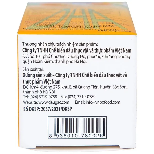 Thực phẩm bảo vệ sức khỏe Dầu Gấc Viên Nang Vinaga DHA (100 viên) 6