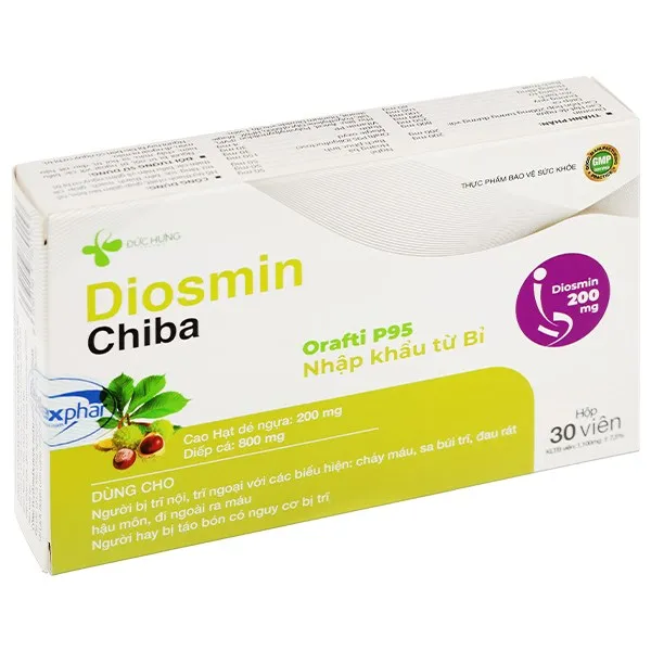 Thực phẩm bảo vệ sức khỏe Diosmin Chiba hộp 30 viên