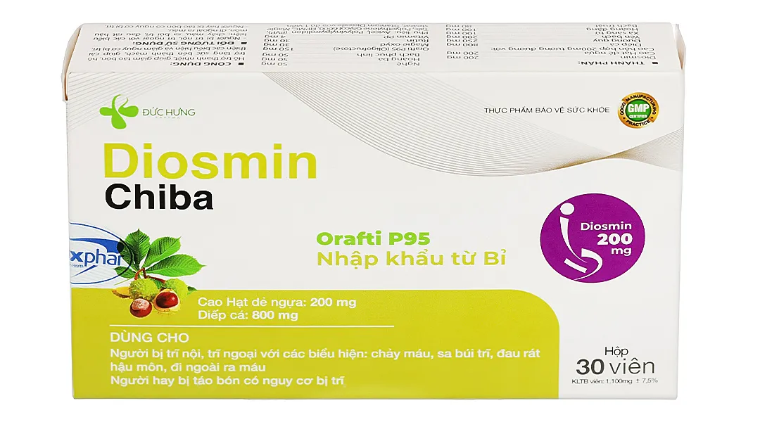 Thực phẩm bảo vệ sức khỏe Diosmin Chiba hộp 30 viên 2