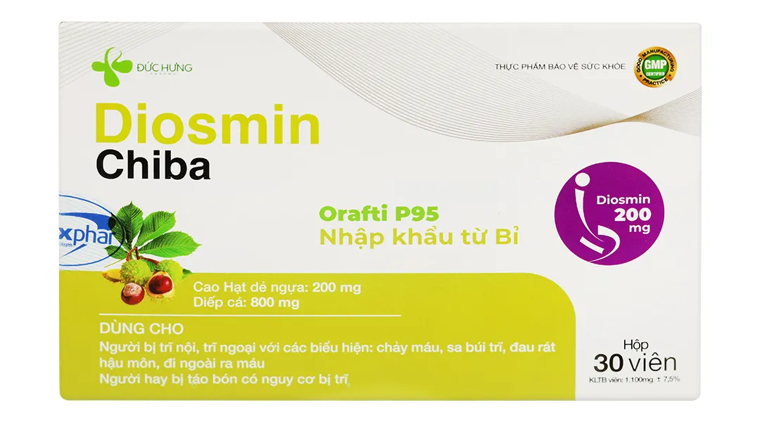 Thực phẩm bảo vệ sức khỏe Diosmin Chiba hộp 30 viên 3