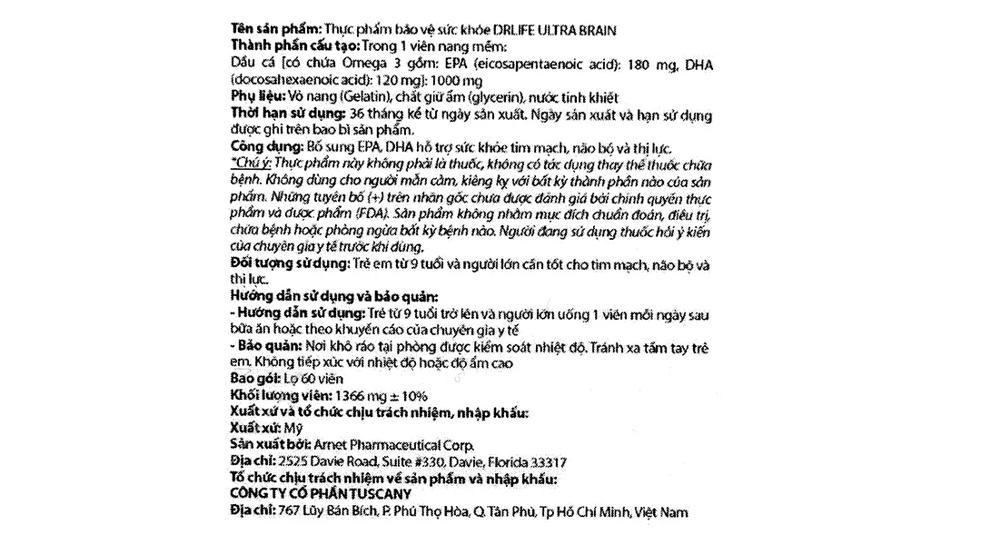 Thực phẩm bảo vệ sức khỏe Drlife Ultra Brain 5