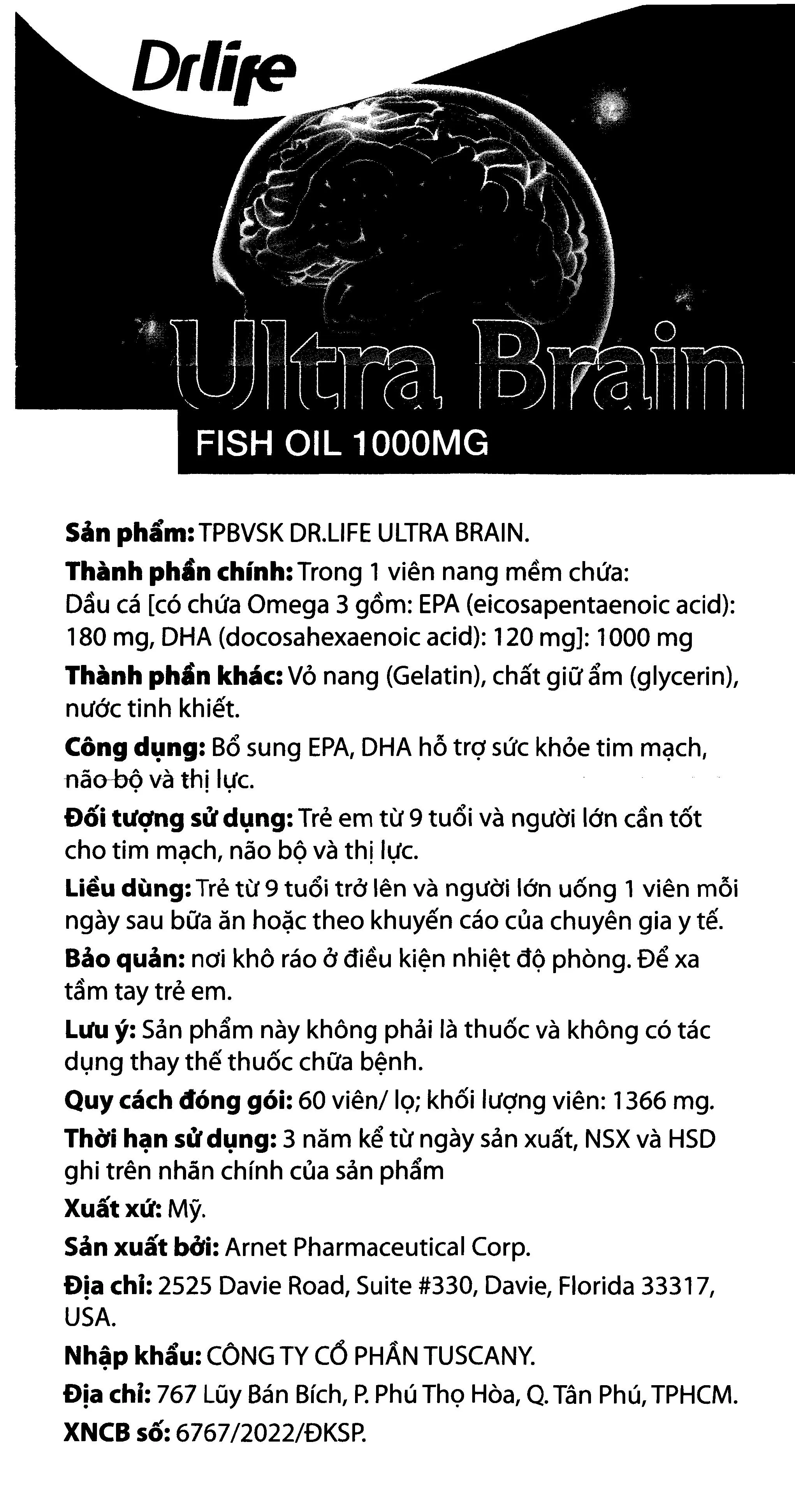 Thực phẩm bảo vệ sức khỏe Drlife Ultra Brain 8