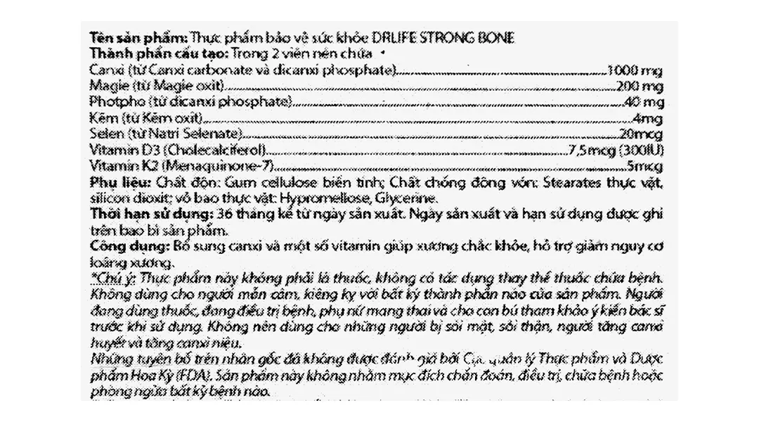 Thực phẩm bảo vệ sức khỏe Drlife Strong Bone 6