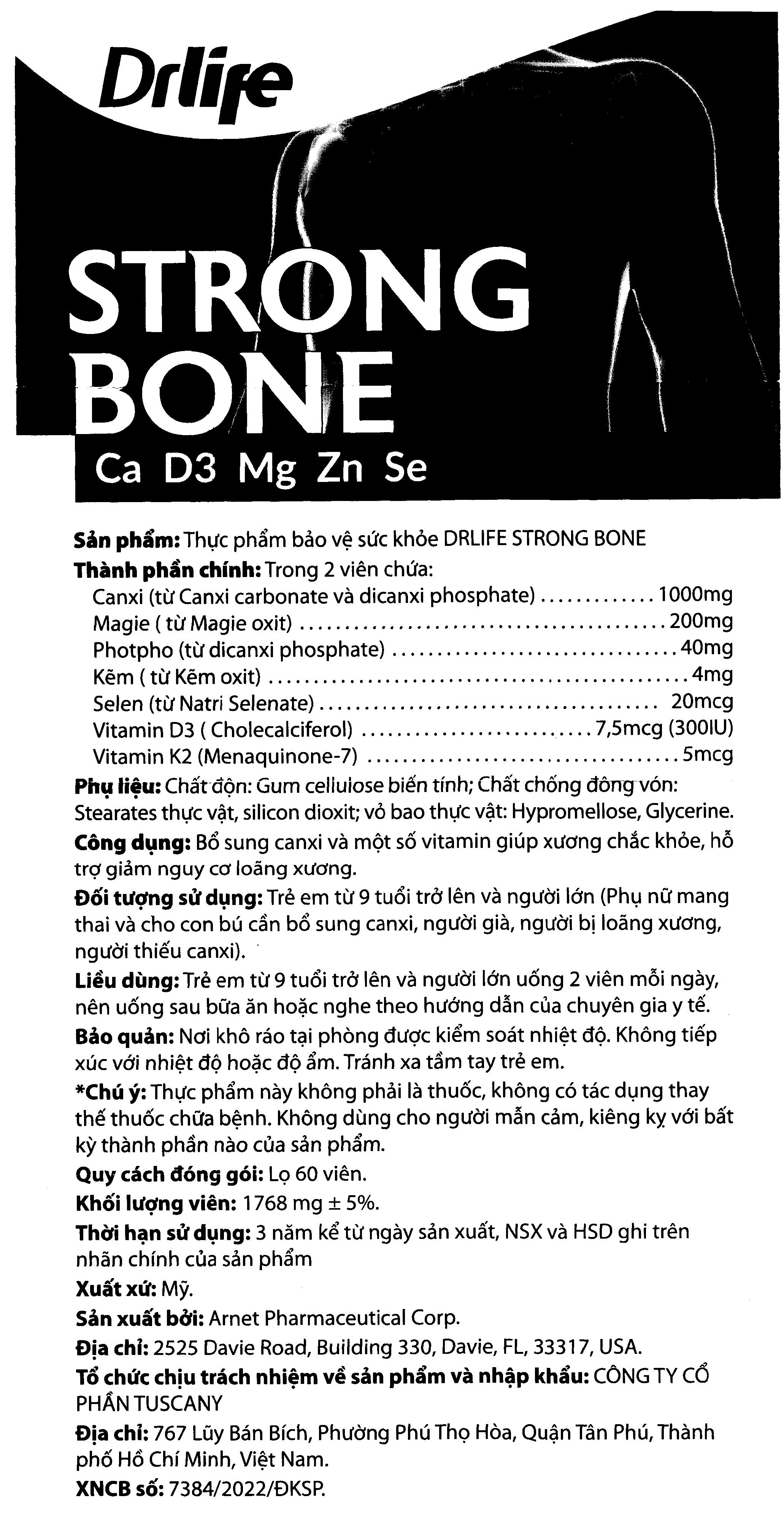 Thực phẩm bảo vệ sức khỏe Drlife Strong Bone 10