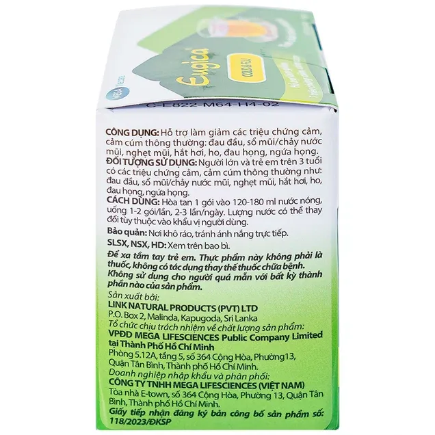 Thực phẩm bảo vệ sức khỏe EUGICA® COLD & FLU - Hộp 10 gói x 40g 5